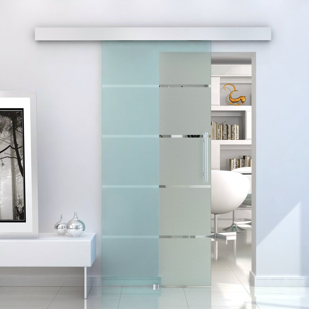 Sliding Glass Sliding Glass with 4 transparent stripes, 102.5x205cm - Borgè