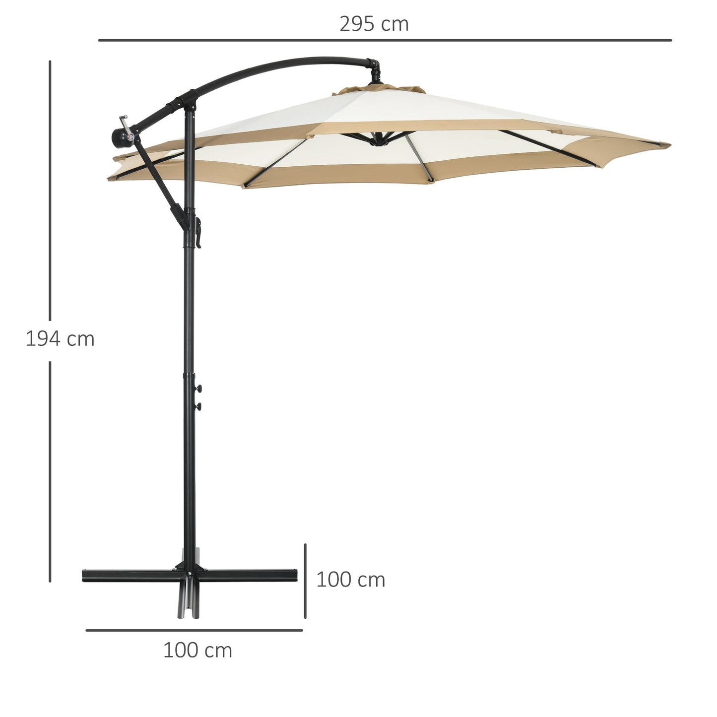 Outsunny garden umbrella in steel and polyester with cross base and air intake, Ø295x194 cm - Borgè