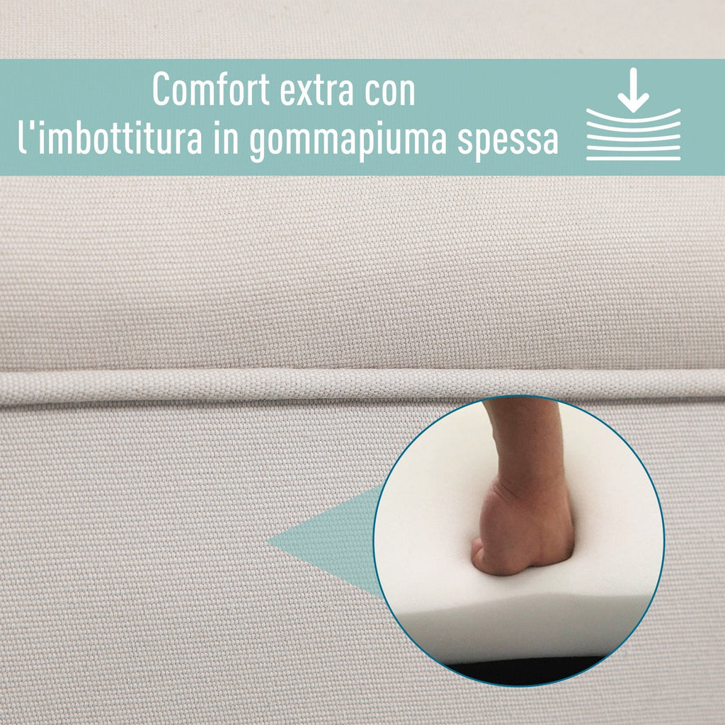 Ottoman Padded Bed Bench with Rolled Armrests, 102x35x51cm, Light Grey - Borgè