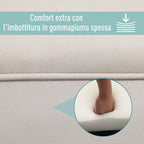 Ottoman Padded Bed Bench with Rolled Armrests, 102x35x51cm, Light Grey - Borgè