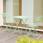 Green Metal Garden and Outdoor Table and Chair Set, 3-Piece Folding and Space-Saving Set - Borge' Group Limited