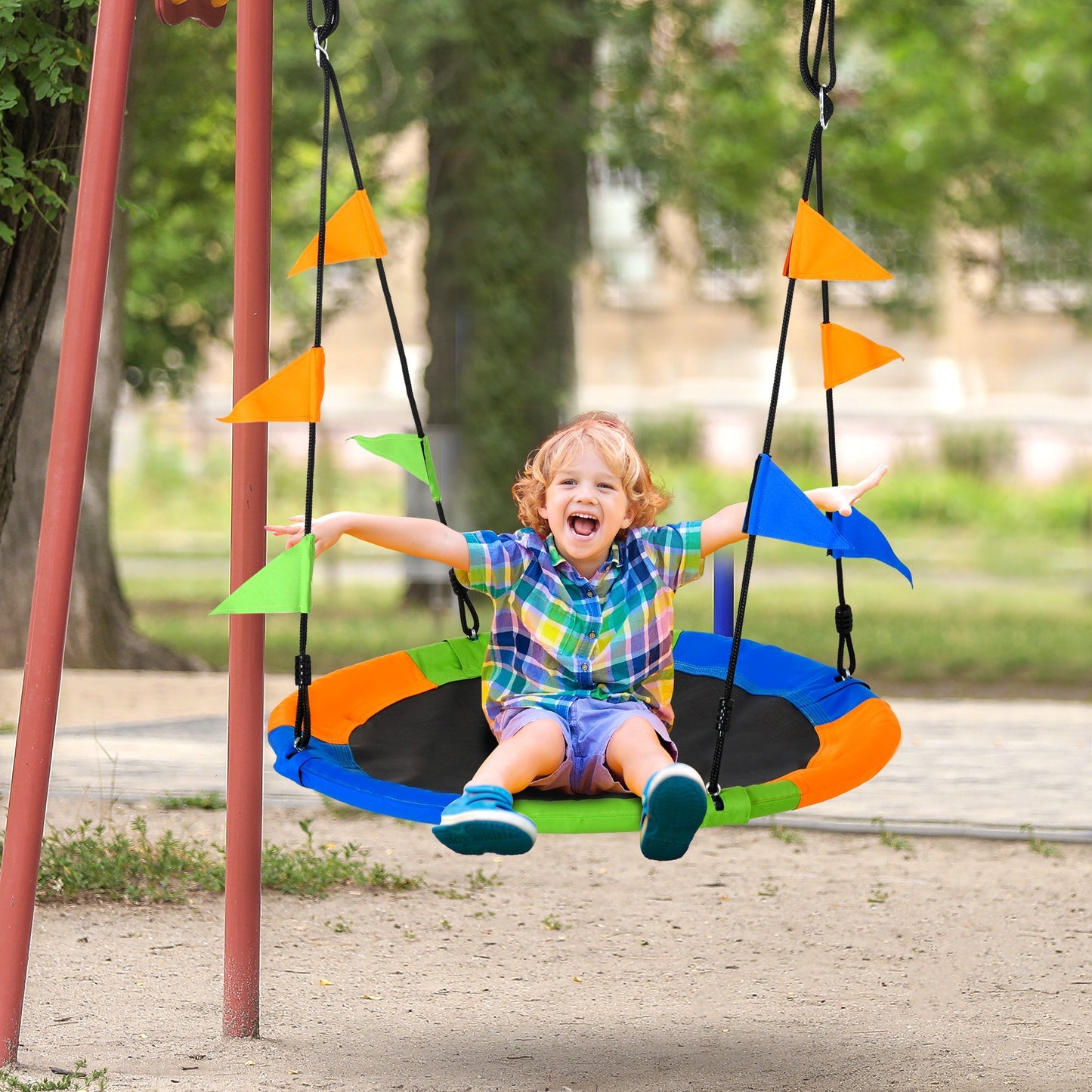 Outsunny Round swing for children +3 years for outsiders and multicolor interiors - Borgè