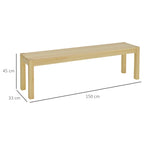 Pino wooden kitchen bench for 3 people, 150LX33x45cm, wooden color - Borgè