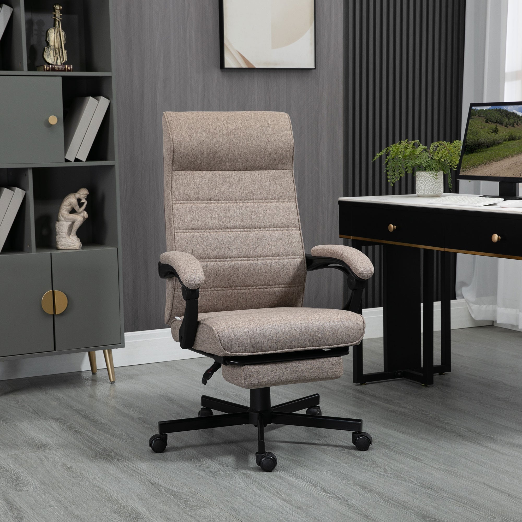 Vent office chair with adjustable height, footrests included and padded seat, 68x67x106-114 cm, brown - Borgè