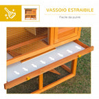 Two-Story Rabbit Hutch, Outdoor Rabbit Hutch with Spruce Wood House, 90x45x80 cm - Borge' Group Limited