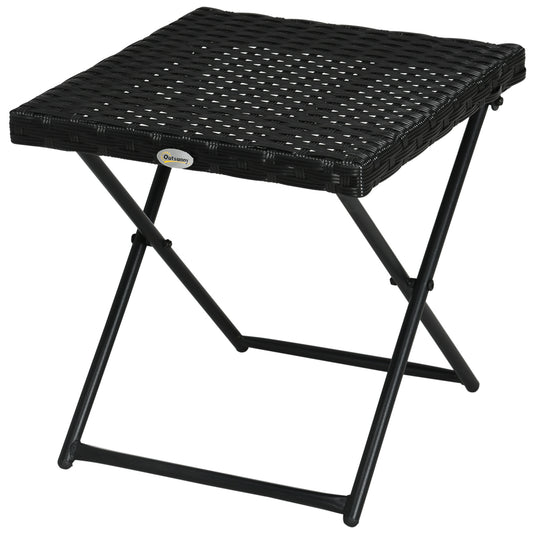 Outsunny Garden table folding saving sausage in Rattan Synthetic and Steel, 40x40x40cm, Black - Borgè