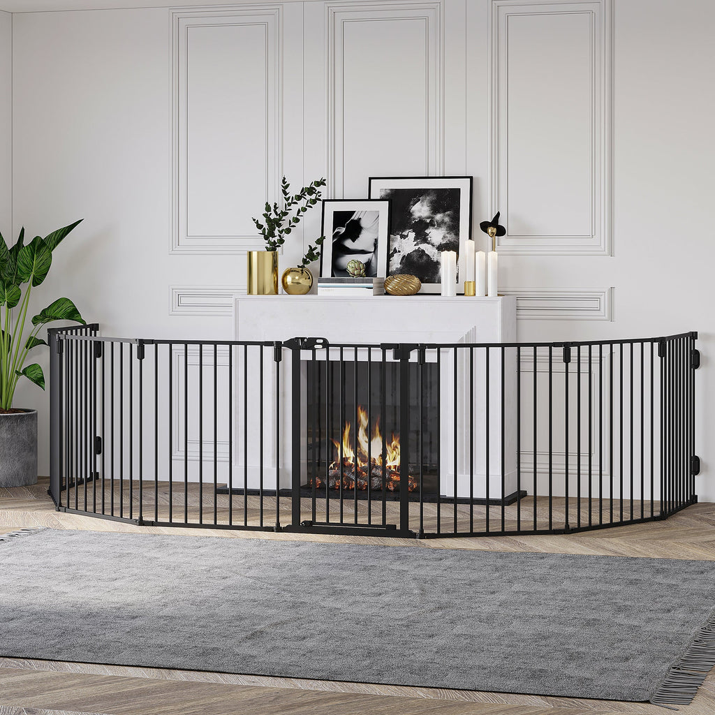 8 Section Folding Dog Safety Gate, Self-Locking & Locking System, Black - Borge' Group Limited
