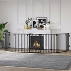 8 Section Folding Dog Safety Gate, Self-Locking & Locking System, Black - Borge' Group Limited