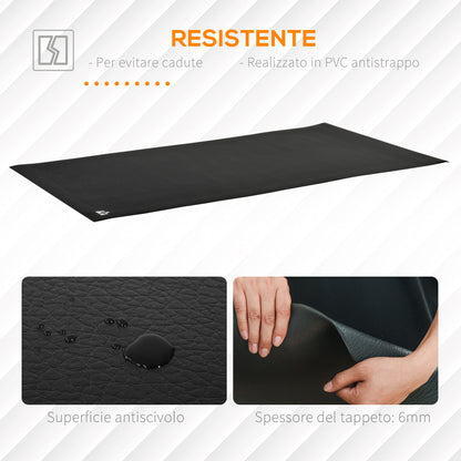 Shock Absorbing Gym Mat for Treadmills and Exercise Bikes, Non-Slip PVC Fitness Mat, 180x90cm, Black - Borgè