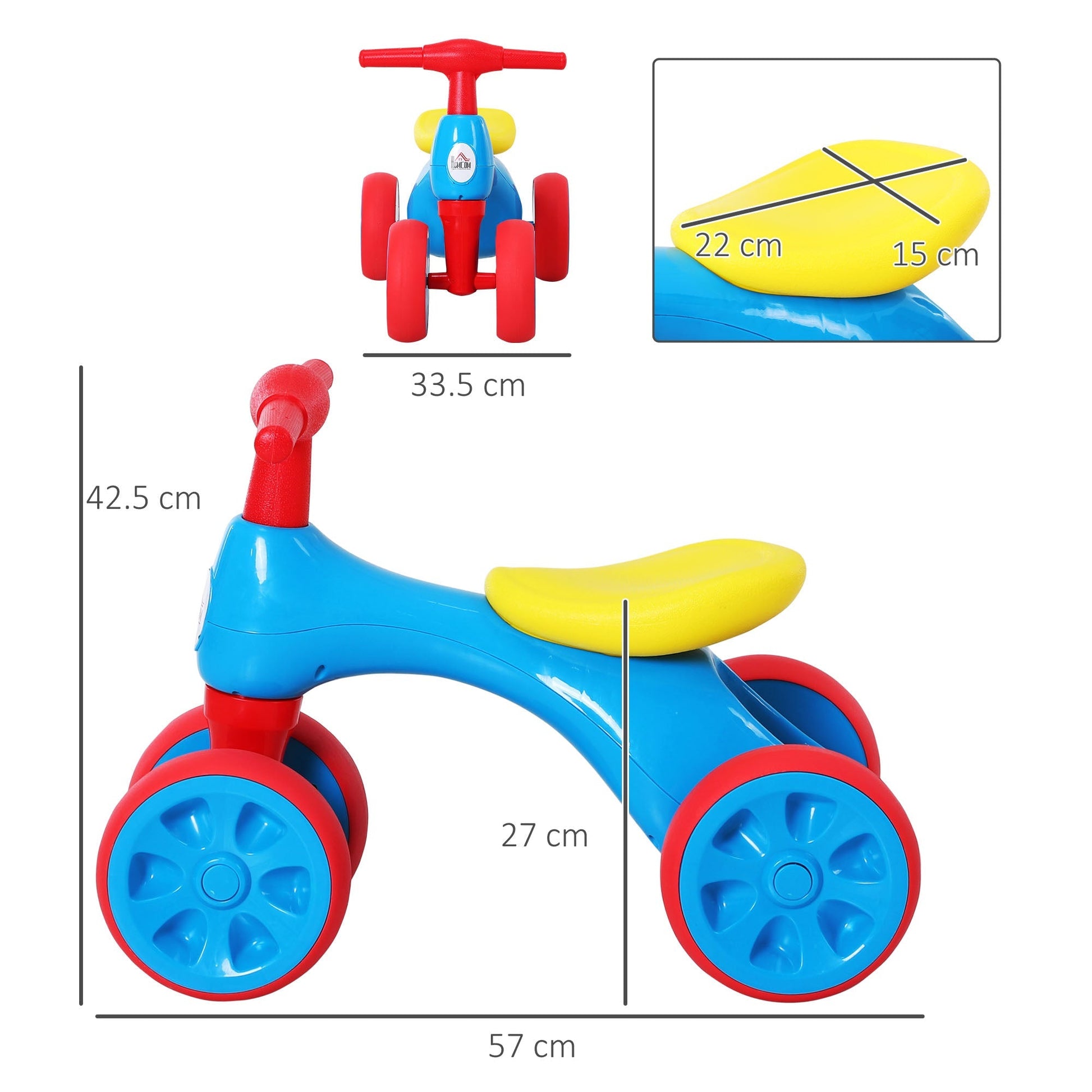 Homcom bicycle without pedals for children from 18 to 36 months red blue yellow - Borgè