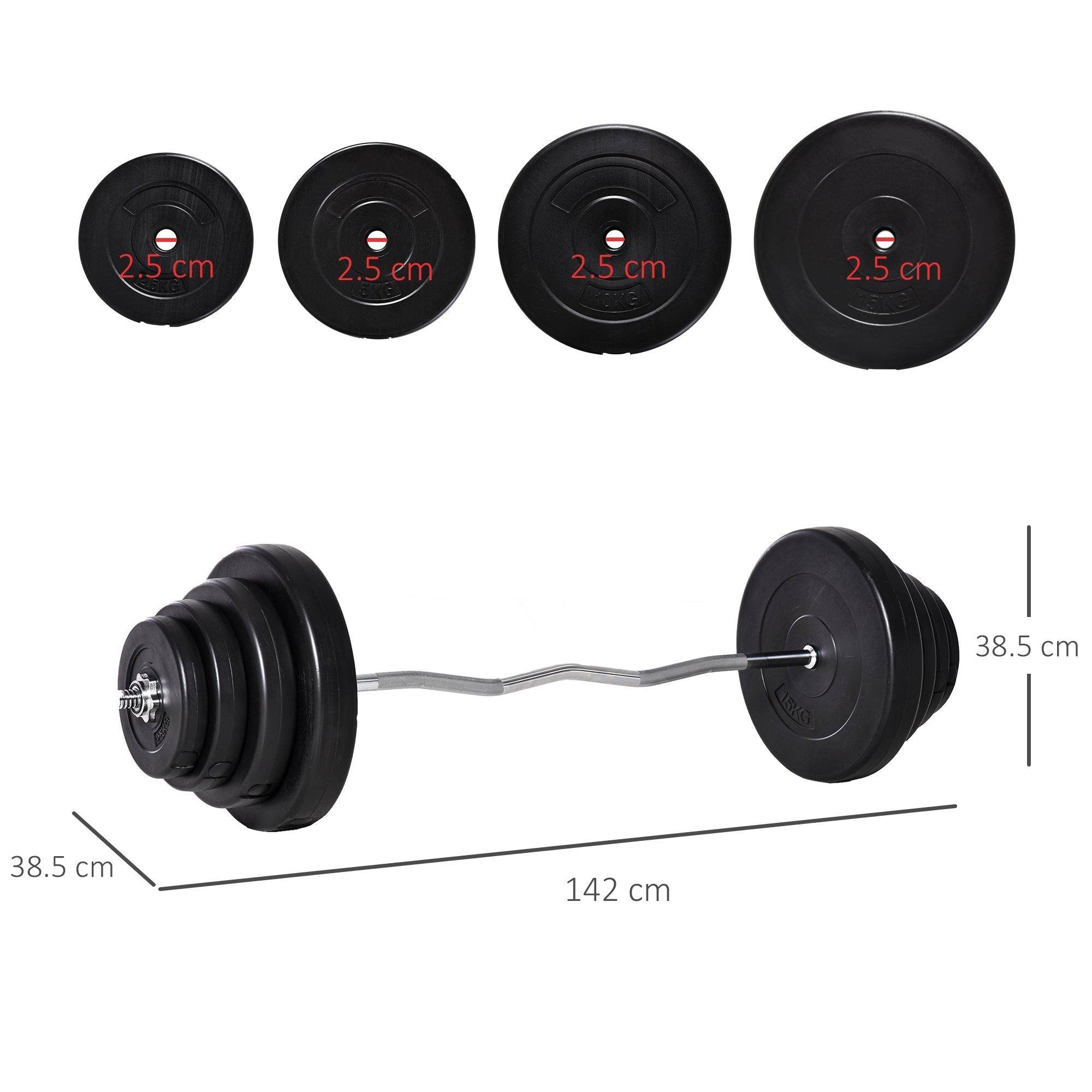 70kg | Handlebar with Weights - Borgè