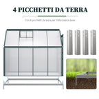 Garden Greenhouse in Polycarbonate, Metal and Aluminum, Anti-UV and Windproof, 190x253x199cm, Green - Borge' Group Limited