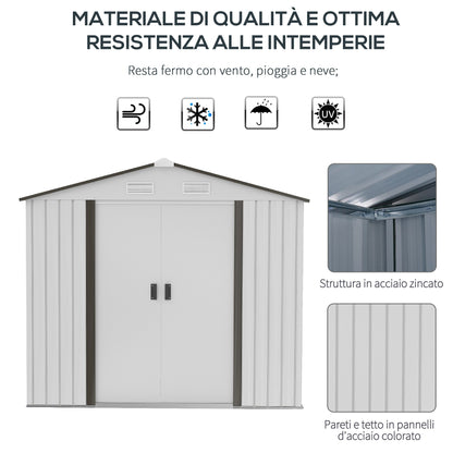 Outsunny house holder house tools, garden shed with sliding doors, 213x130x185 cm, white - Borgè