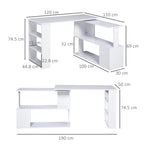 corner desk with 5 white shelves 120 x 100 x 74.5cm - Borgè