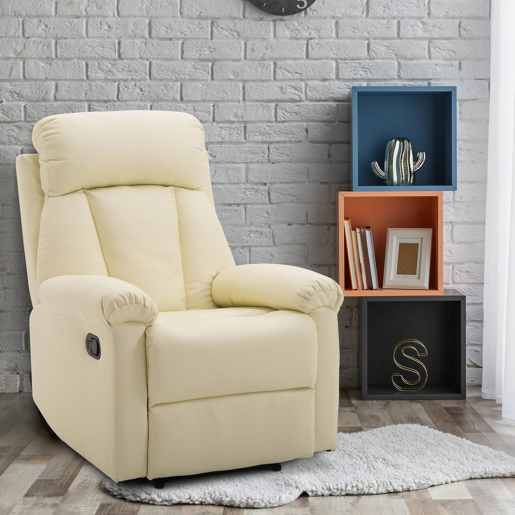 Ergonomic padded Relaxable Relaxable Armchair With SimilPel Poglipies 80 x 97 x 107cm Cream - Borgè
