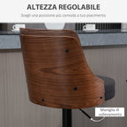 VENERA | Set 2 Swivel Kitchen Bar Stools | 47.5x50x93.5-116 cm | black and walnut - Borgè