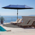 Double Garden Umbrella with Crank Opening, Steel and Polyester, 460x270x240 cm, Blue - Borge' Group Limited