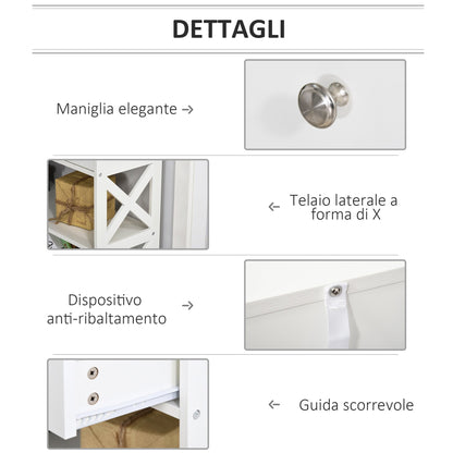 table console with 2 drawers and 2 shelves, entrance hall and living room in mdf, 100x30.5x80cm, white - Borgè