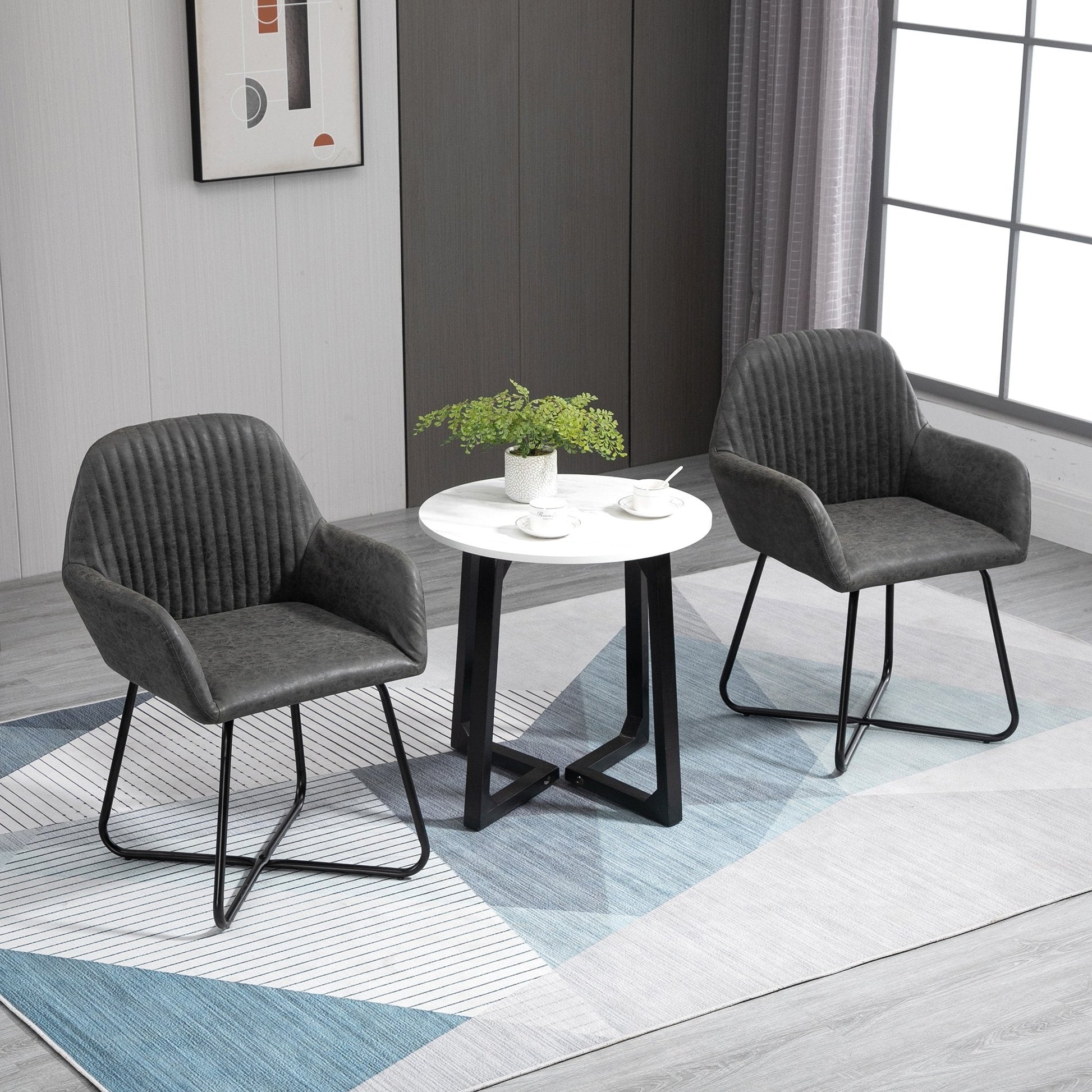 Set 2 Modern Chairs For Dining Room Kitchen or Starting Starting Padded in Similarpelle - Grey - Borgè