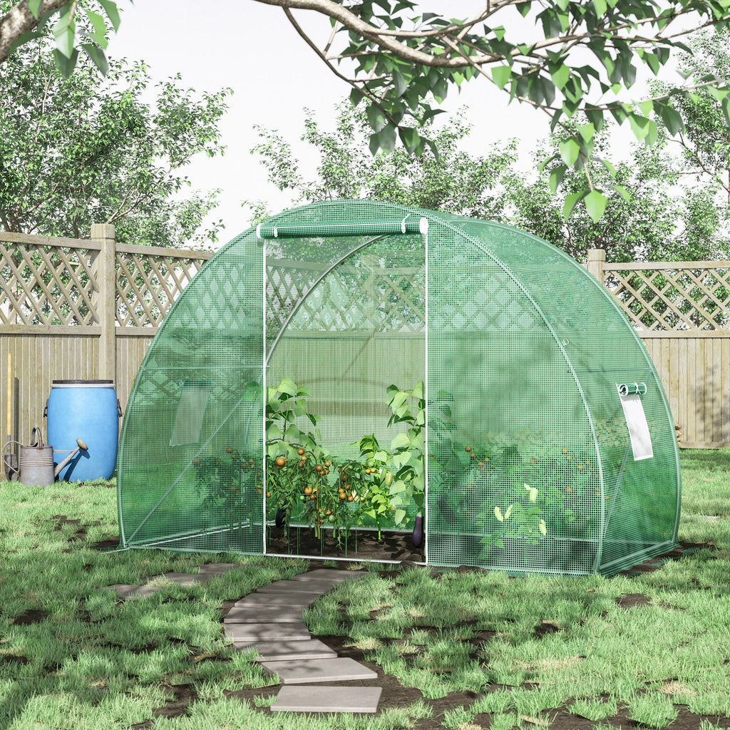 Tunnel Greenhouse with Roll-Up Door and Windows, PE Cover and Steel Structure, 1.5x3x2m, Green - Borge' Group Limited