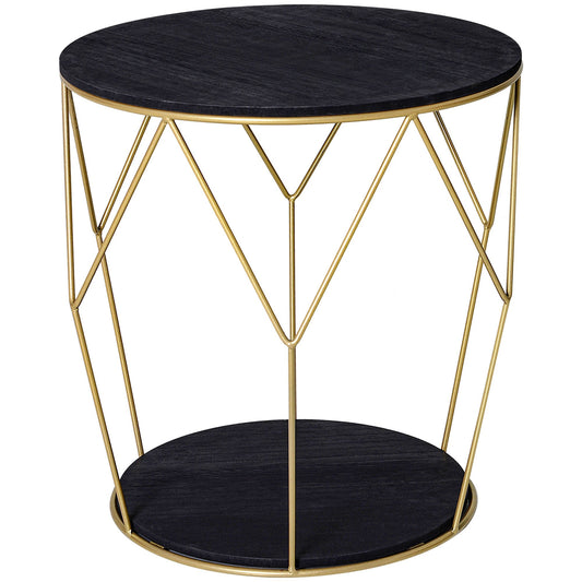 Rotondo Geometric Design Table in Metal and Black MDF and golden