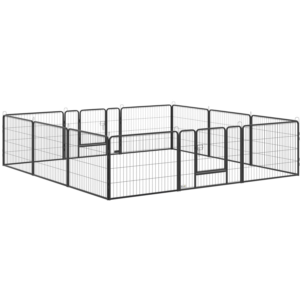 Dog and Puppy Playpen with 12 Modular Panels and 2 Entrances, 80x1.5x60cm - Borge' Group Limited