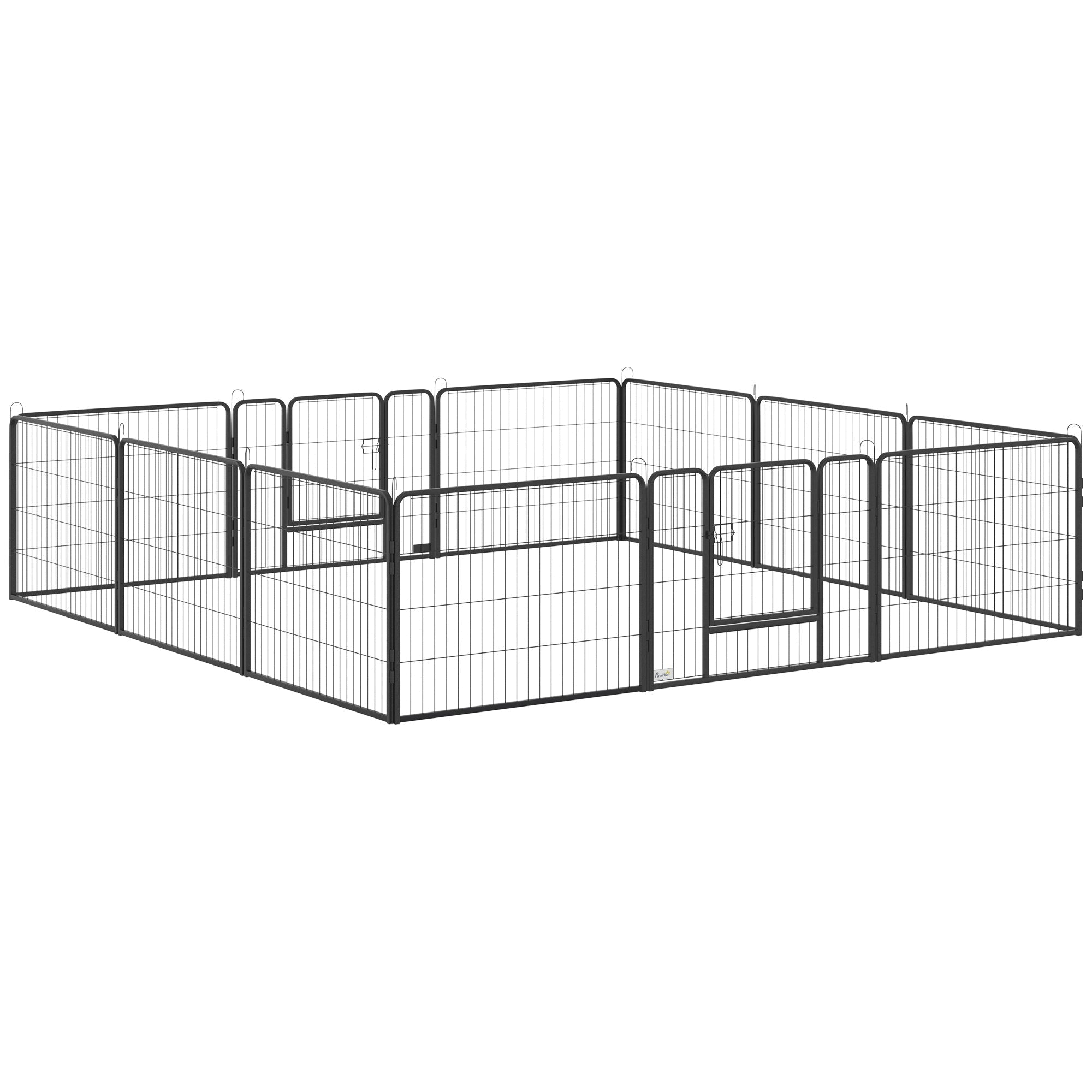 Dog and Puppy Playpen with 12 Modular Panels and 2 Entrances, 80x1.5x60cm - Borge' Group Limited