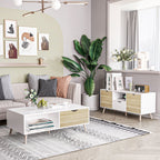 Modern Moder Mobile Max 50 "in chipboard with drawers, open shelves and lockers, 110x40x50 cm, white and wood color - Borgè