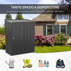 Garden Shed Tool Storage Shed in Steel Sheet with Lock, 161.5x94. 5x196cm, Black - Borge' Group Limited