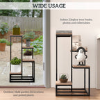 Outsunny shelf for 4 -level plants in steel and wood, 40x40x75.5 cm, brown and black - Borgè