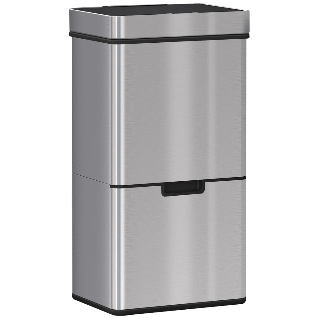 Autuminie 72L Song with Infrared sensor, 3 compartments and removable lid, steel and ABS, 42x30x81cm - Borgè