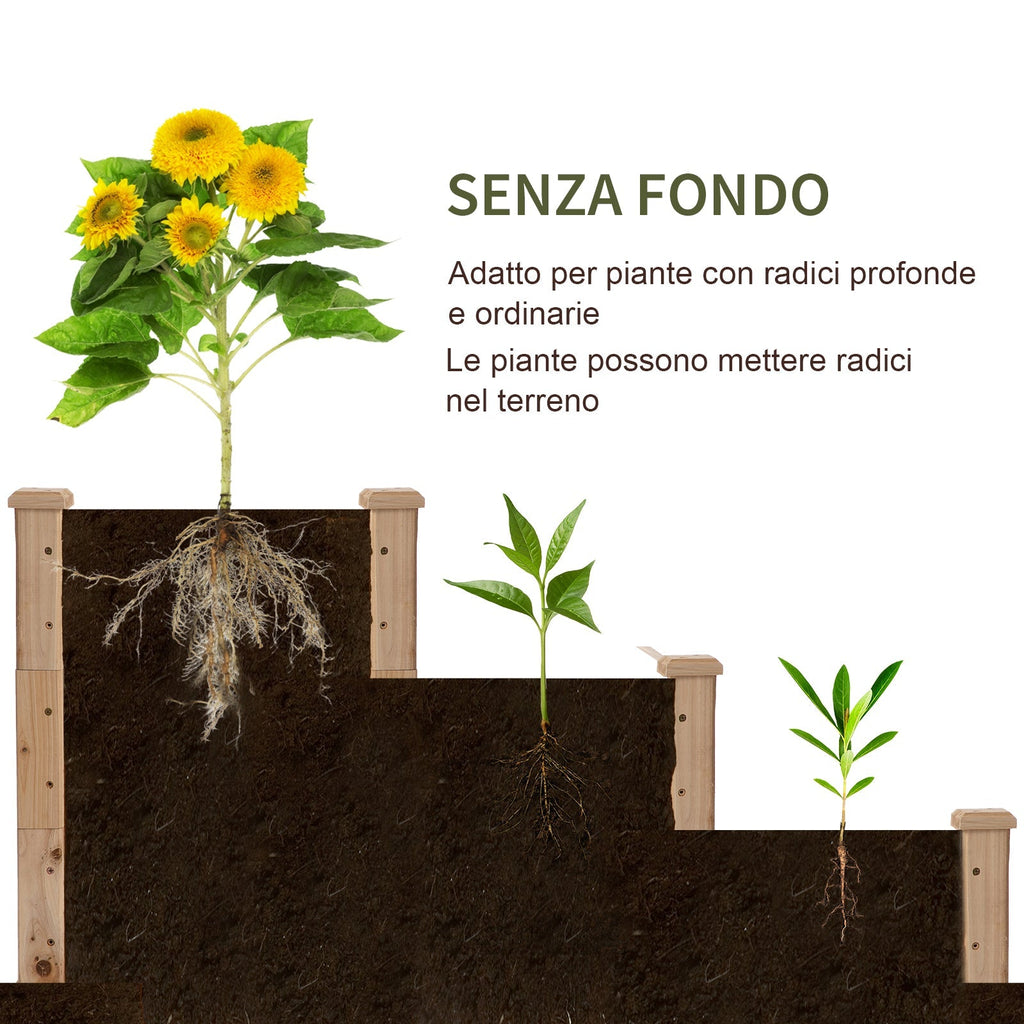 3-Tier Natural Wood Raised Garden Bed, Outdoor Planter, 120x120x56cm - Borge' Group Limited