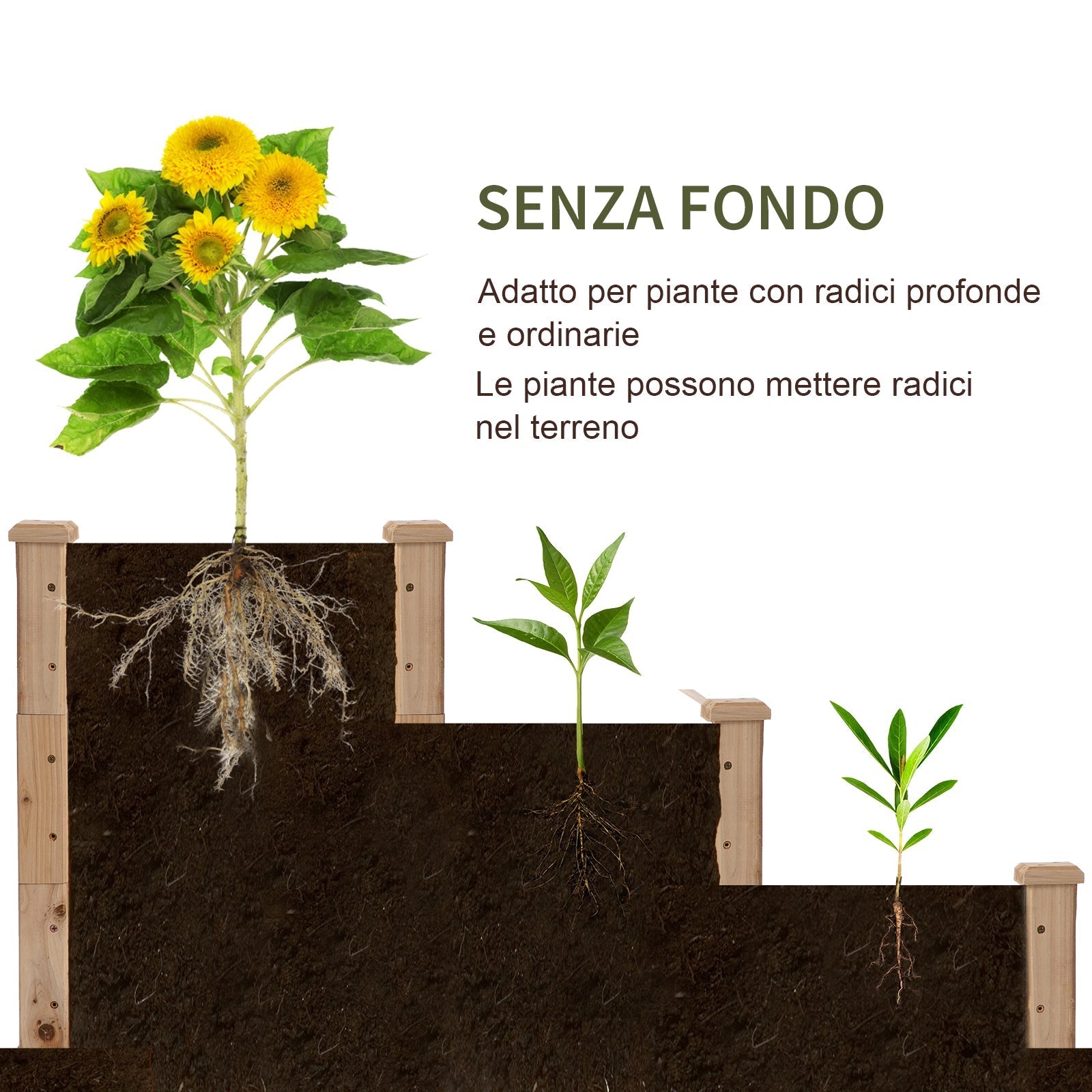 3-Tier Natural Wood Raised Garden Bed, Outdoor Planter, 120x120x56cm - Borge' Group Limited