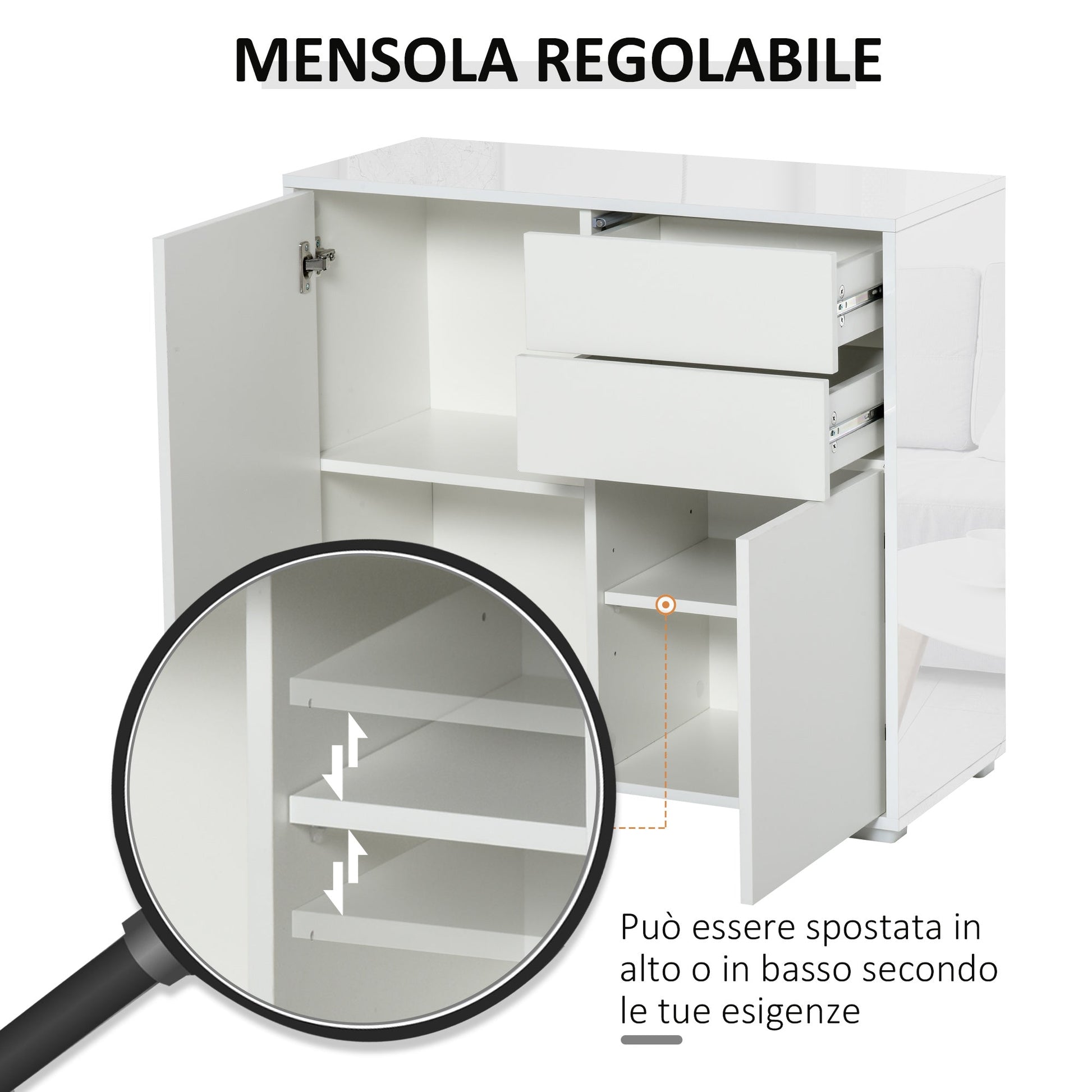 Multiuse cabinet cabinet with pressure opening - white - Borgè