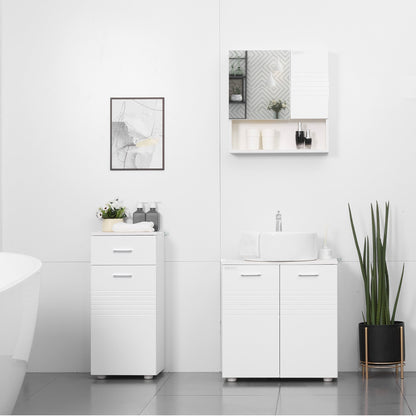 Kleankin Wooden Bathroom Cabinet with drawer and locker 1 door with shelves, 35x30x77.5cm - Borgè