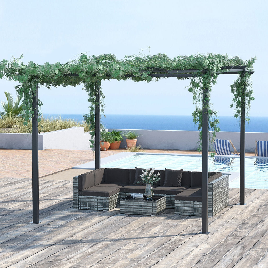 Gazebo Garden Pergola 3x3m Decorable with Black Metal Climbing Plants - Borge' Group Limited