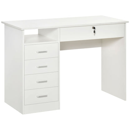 desk for room or wooden office with 2 drawers and 2 keys, 110x50x76cm - white - Borgè