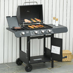 Black Gas Barbecue with 11.6kw Burners, Stove and Shelves - Borge' Group Limited