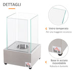 Homcom Biocamino in steel and glass for interior and exterior - gray - Borgè