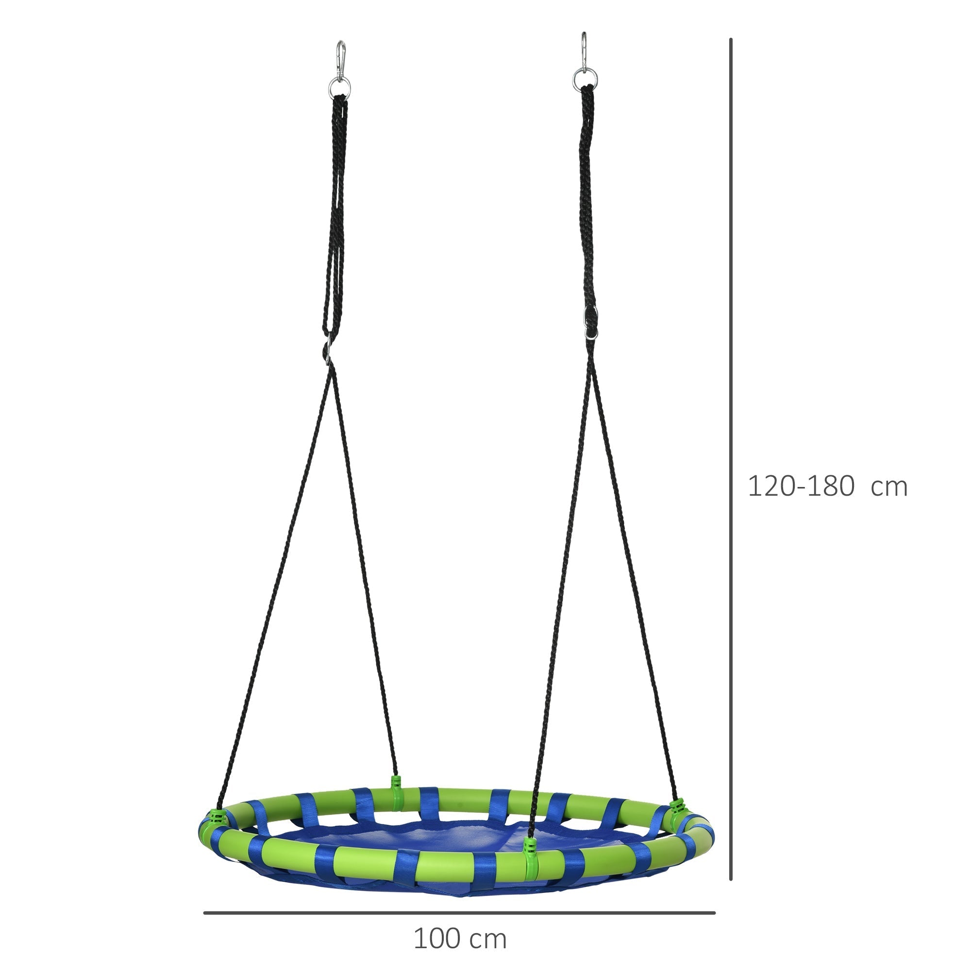 Outsunny swing for children from 3-8 years as a garden Ã˜100cm and adjustable strings, blue - Borgè