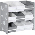 Zonekiz Portagochi cabinet with 9 basketable baskets in MDF and fabric, 63x30x60cm, Grey and white - Borgè