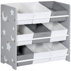 Zonekiz Portagochi cabinet with 9 basketable baskets in MDF and fabric, 63x30x60cm, Grey and white - Borgè