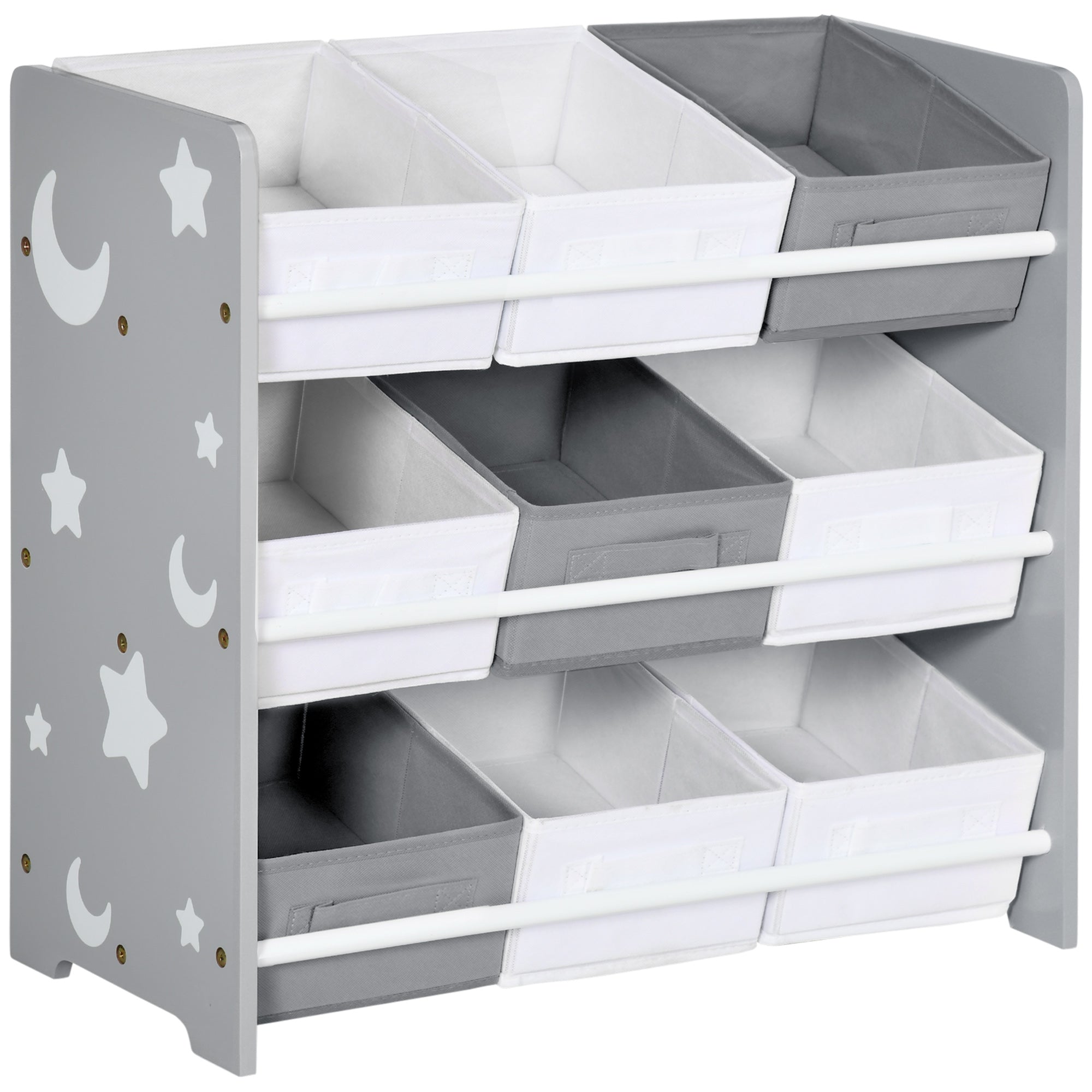 Zonekiz Portagochi cabinet with 9 basketable baskets in MDF and fabric, 63x30x60cm, Grey and white - Borgè