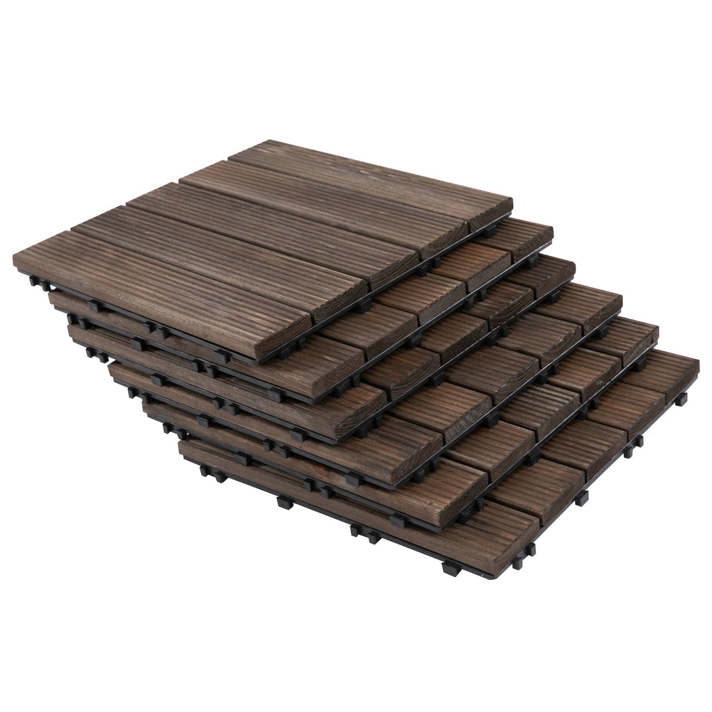 Outdoor Wooden Floor Tiles, 27-Piece Interlocking Set, 30x30x2.5 cm - Borge' Group Limited