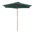 2.5x2.3m 6-Ribbed Garden Umbrella, Wood and Polyester, Dark Green - Borge' Group Limited