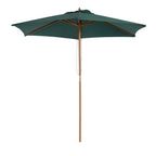 2.5x2.3m 6-Ribbed Garden Umbrella, Wood and Polyester, Dark Green - Borge' Group Limited