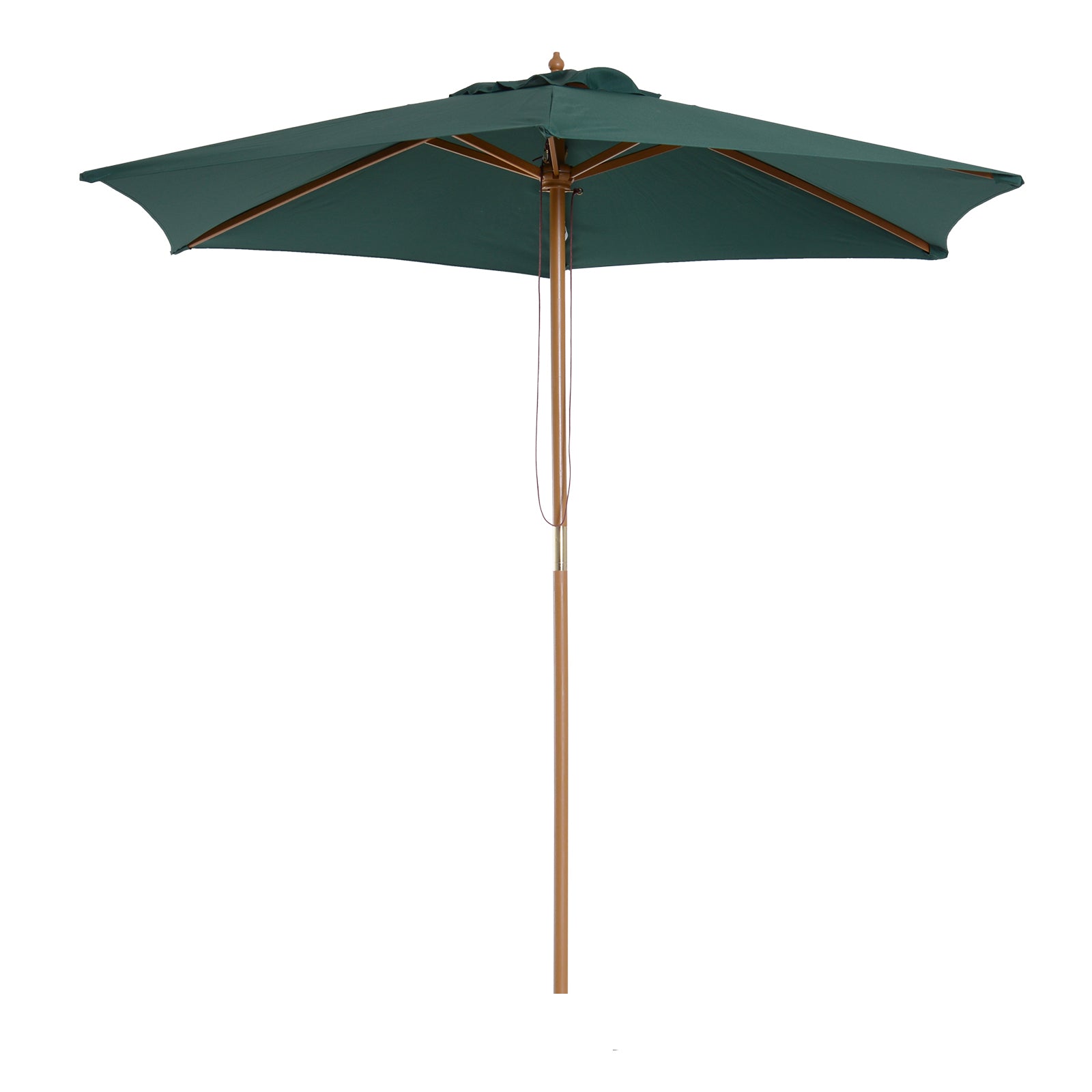 2.5x2.3m 6-Ribbed Garden Umbrella, Wood and Polyester, Dark Green - Borge' Group Limited