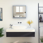 Homcom double glass cabinet with adjustable shelf with wood walls 48x14.5x45cm gray - Borgè