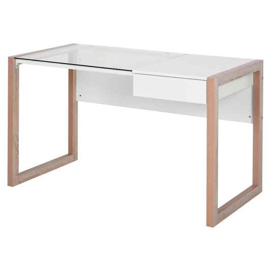 Design Design in Wood and Tempered Glass With Drawer 120x60x75cm - Borgè