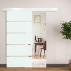 Sliding Glass Sliding Glass with transparent stripes with track, 90x205cm - Borgè